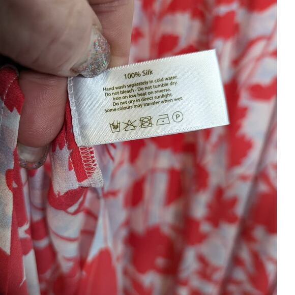 Heidi Klein Quincy Bay Silk Maxi Dress Smocked Bodice Floral Resort Wear L - Picture 7 of 9